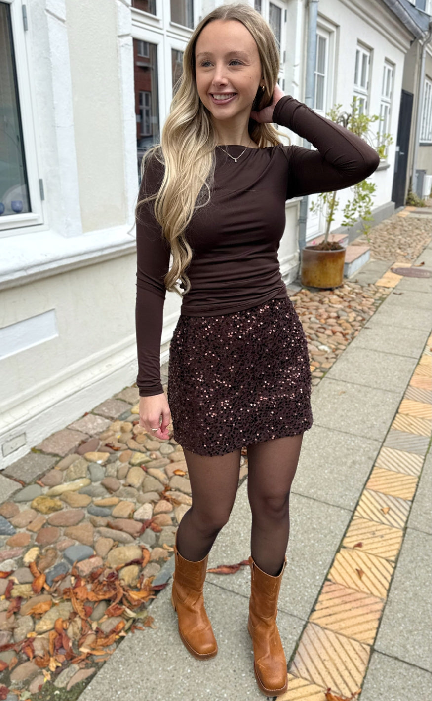 Say INA Copenhagen Skjørt - Julia Sequin - Brown Sequin