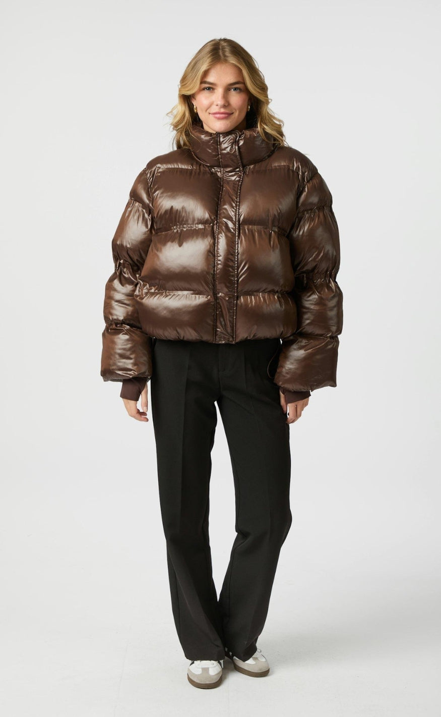 Neo Noir Jakke - Rhea Shiny Puffer - Chocolate Brown
