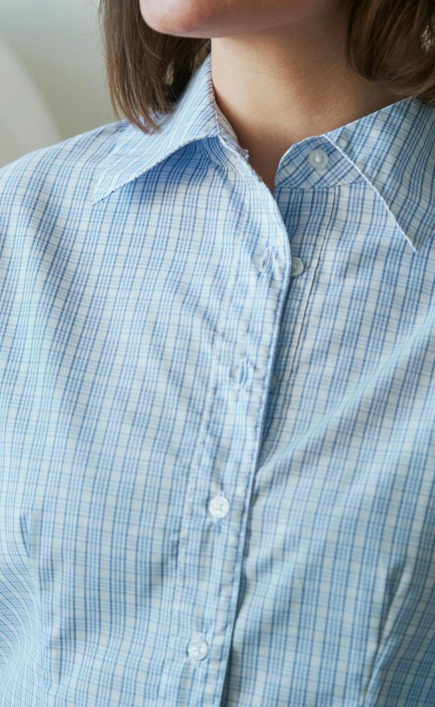 Neo Noir Skjorte - Rosa Light Check - Light Blue