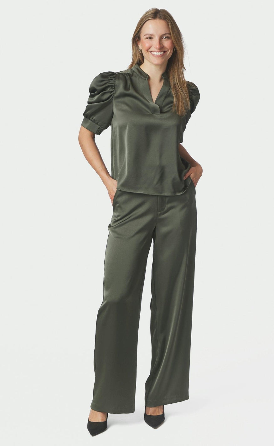 Neo Noir Bukser - Emmett Hravy Sateen - Deep Green