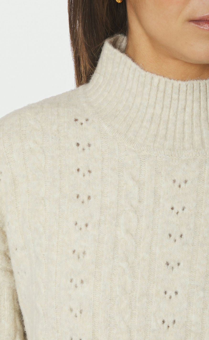 Neo Noir Bluse - Anda Cable Knit - Ivory