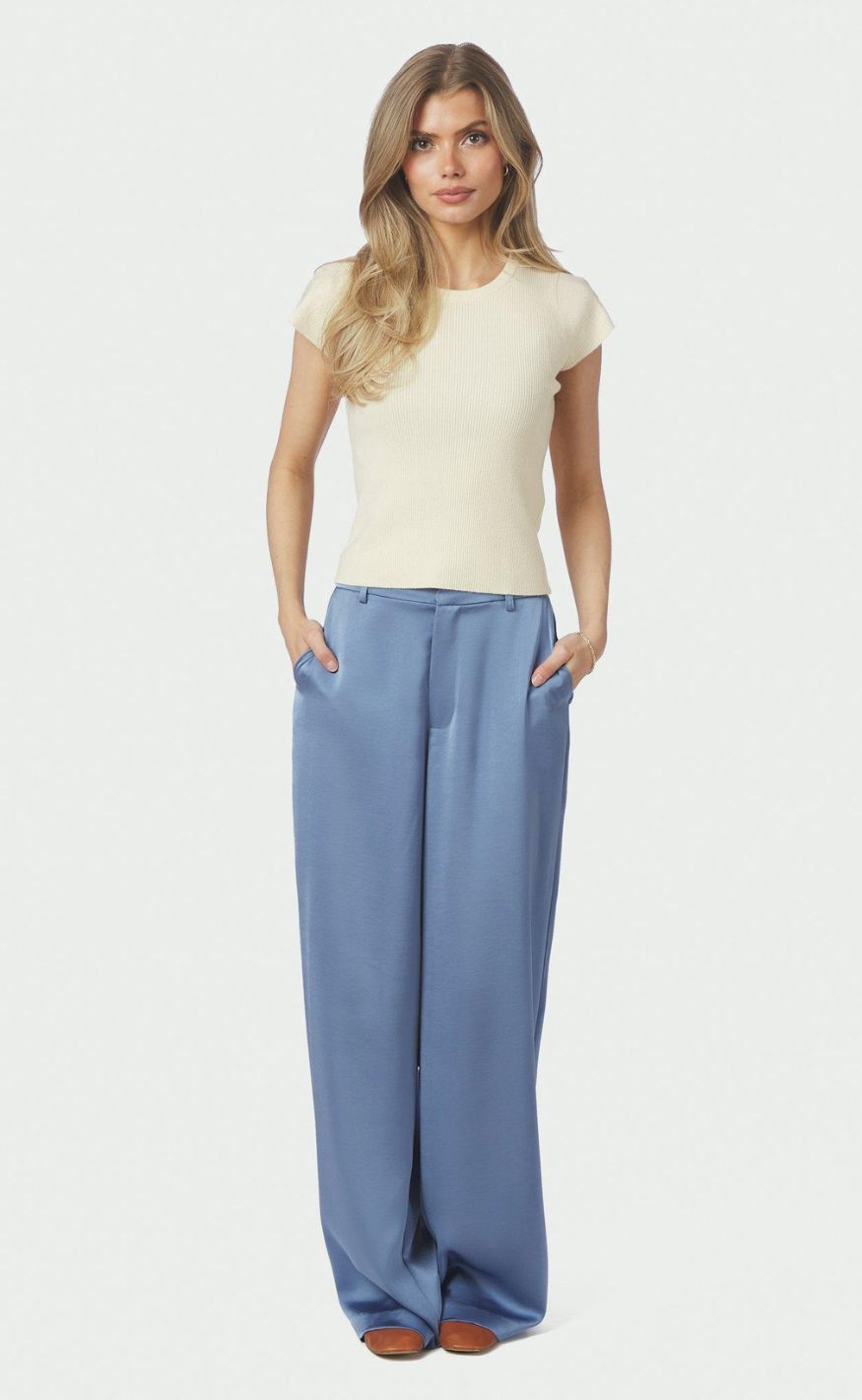 Neo Noir Bukser - Emmett Heavy Sateen - Smoke Blue