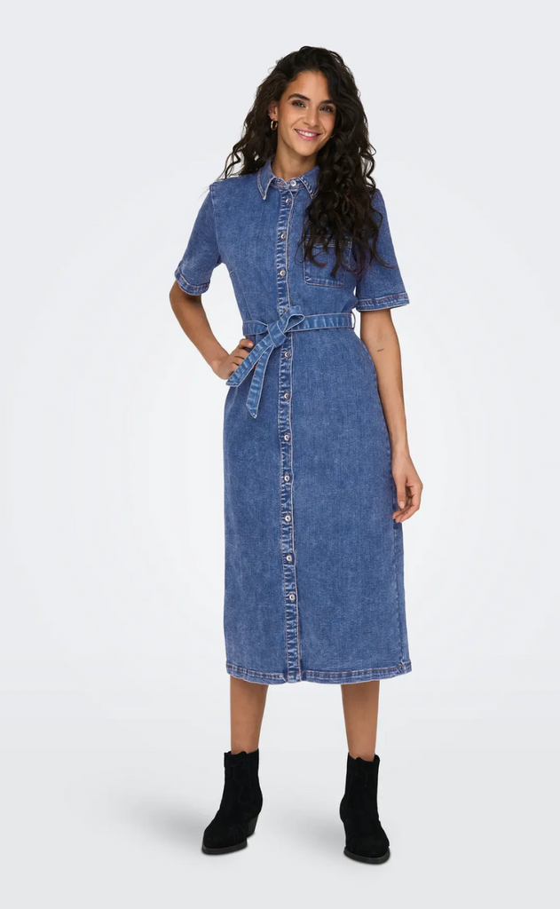 Only Kjole - Lana SS Long - Medium Blue Denim