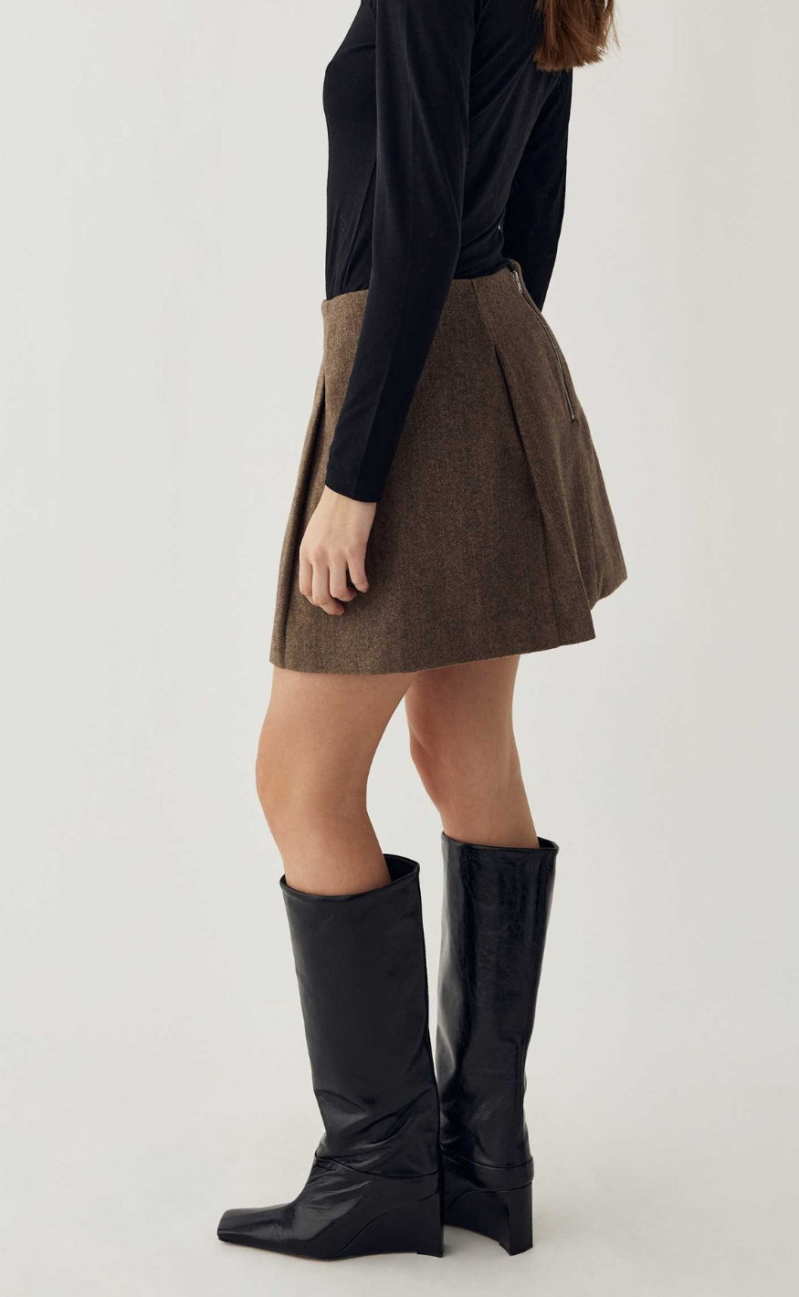Noella Skjørt - Maybelle - Brown Herringbone