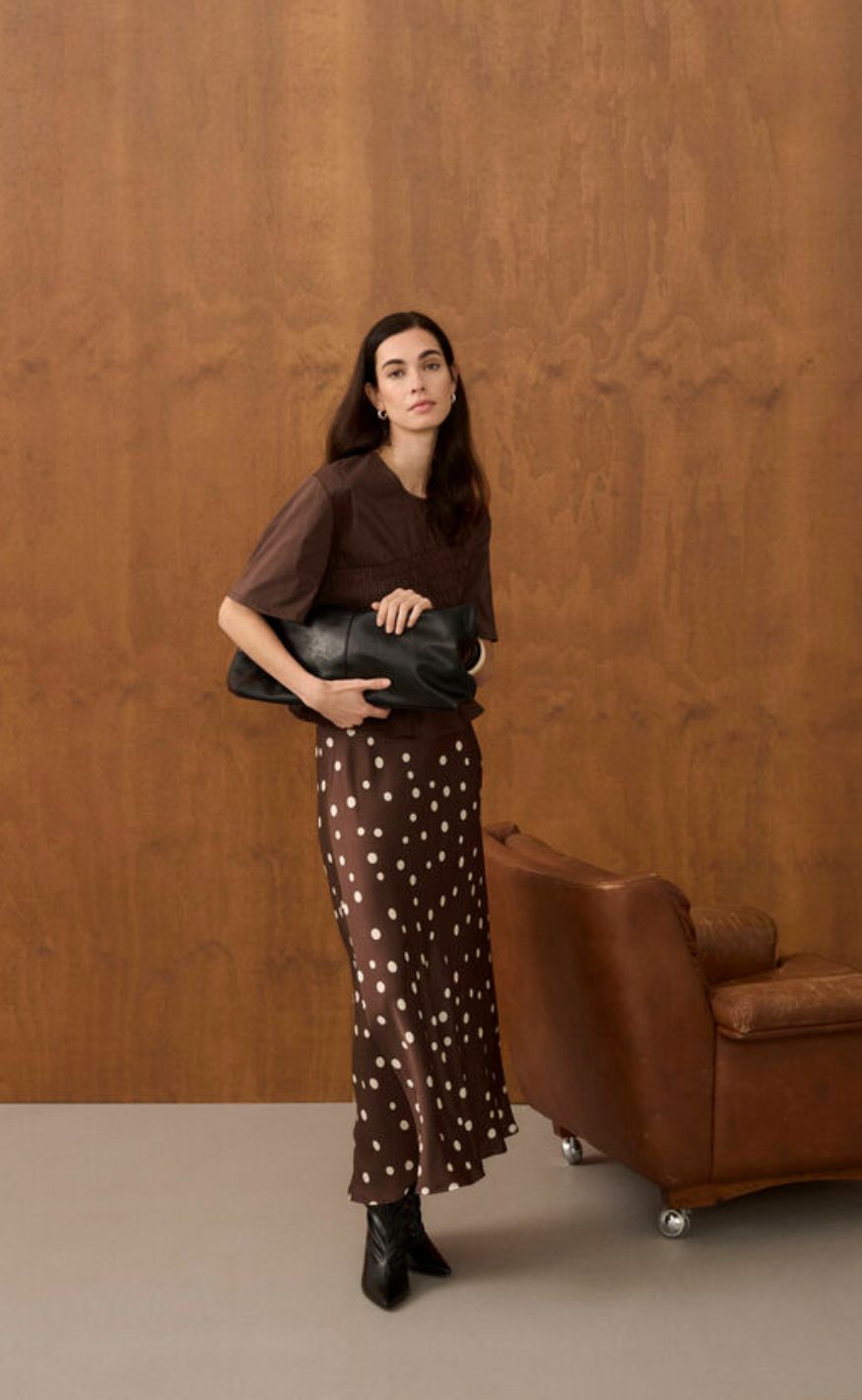 Culture Skjørt - Dotty Berna - Brown/Whitecap Dot