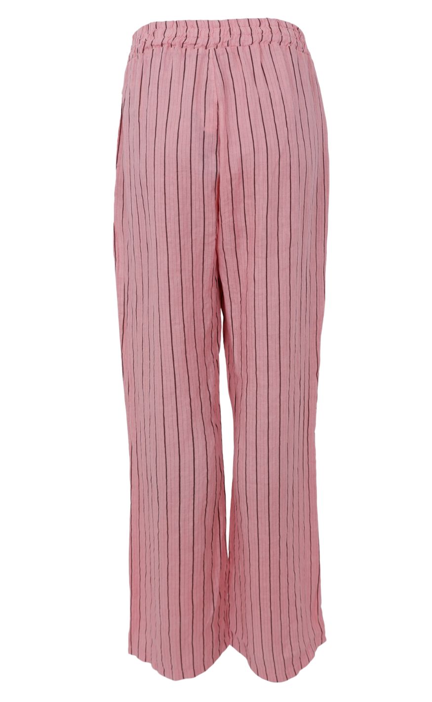 Black Colour Bukser - Melina Wide Linen - Rose Stripe