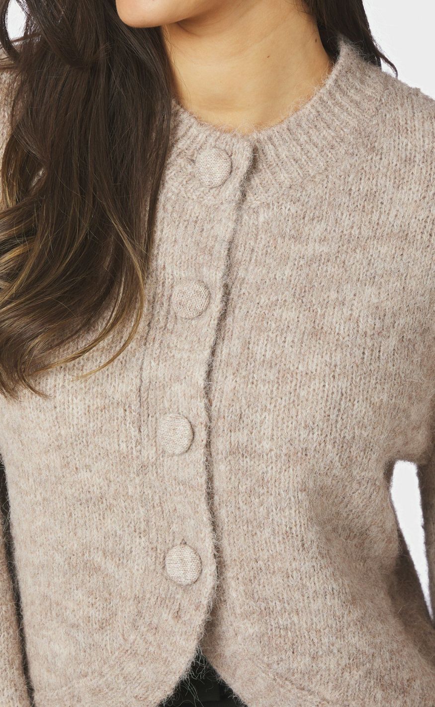 Neo Noir Cardigan - Gio Fluffy Knit - Beige Melange