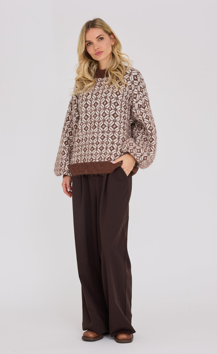 A-View Genser - Stavanger - Cream/Brown