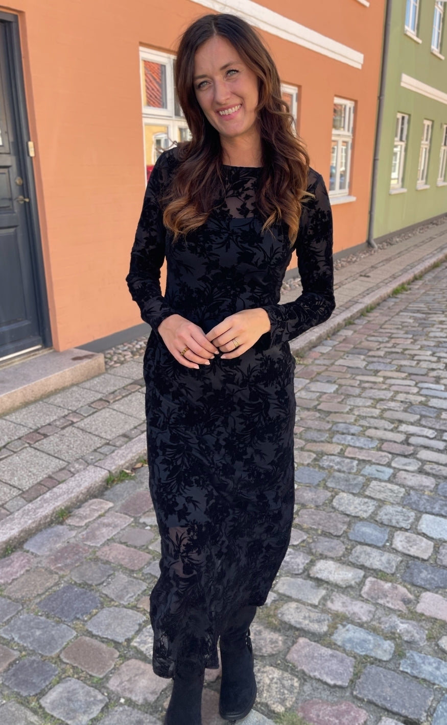 Say INA Copenhagen Kjole - Rie Mesh - Black Flower