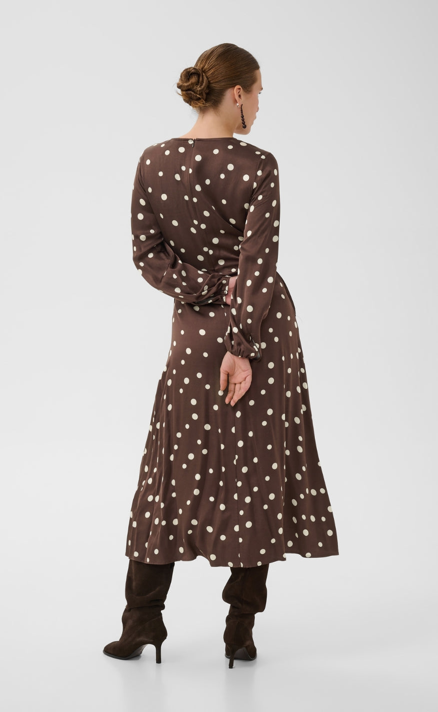 Culture Kjole - Dotty Berna - Brown/Whitecap Dot