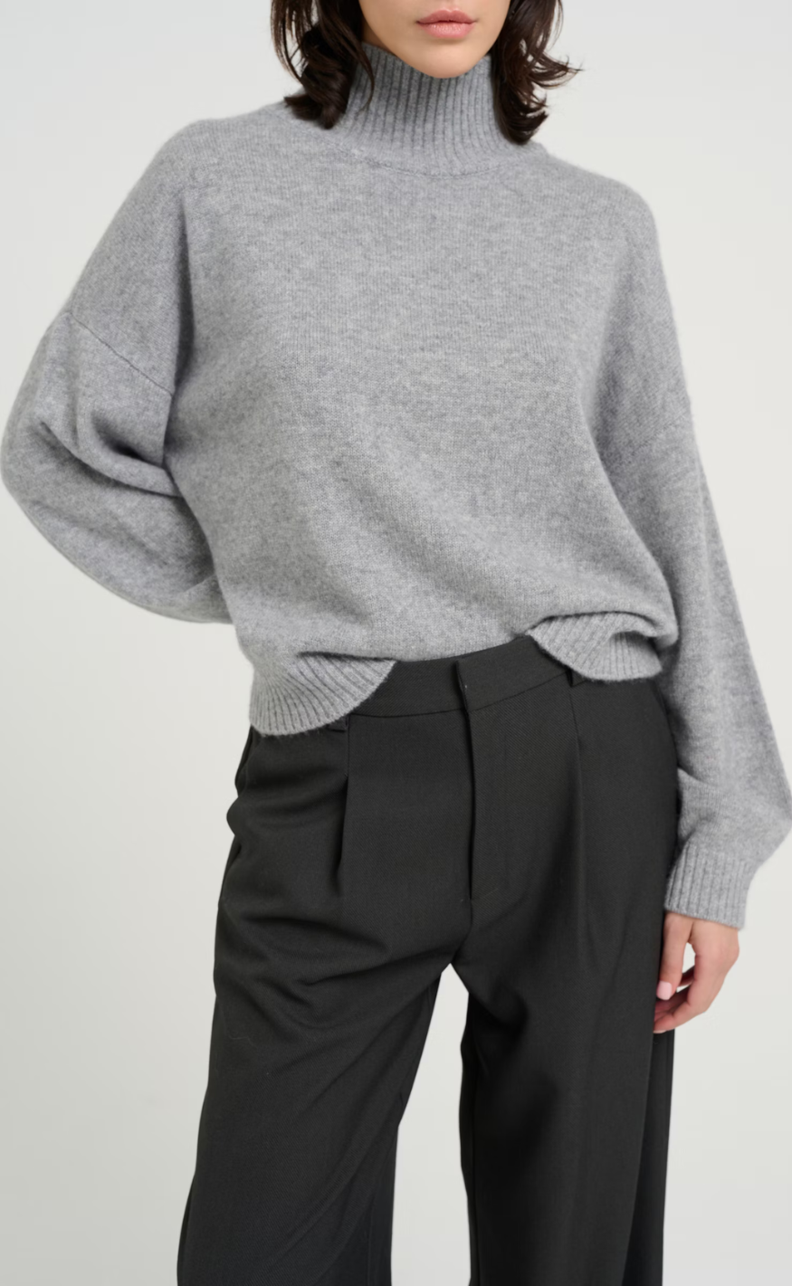 Gestuz Pullover - Casia High Neck - River Stone Melange