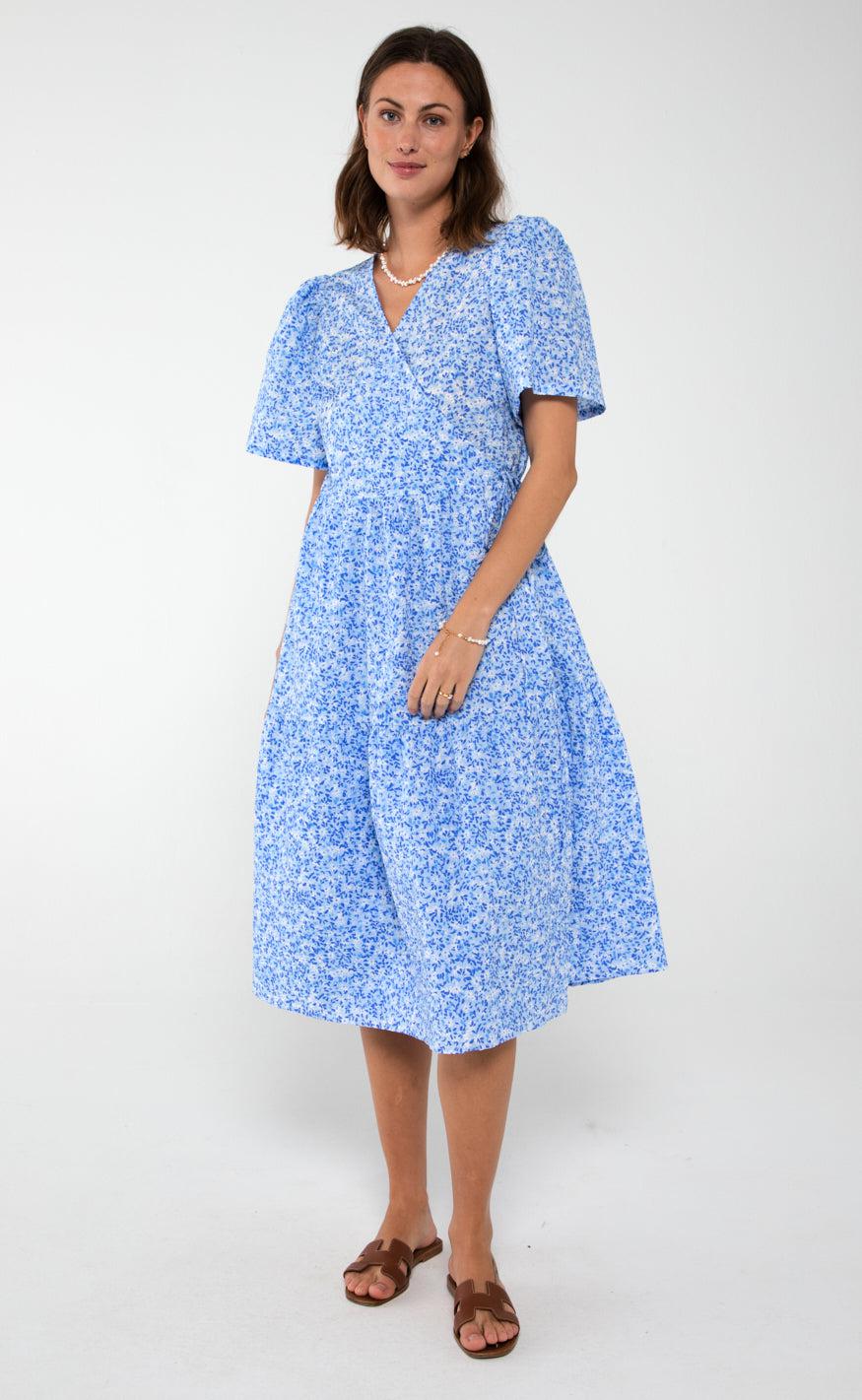 A-View Kjole - Caisa - Blue Printet
