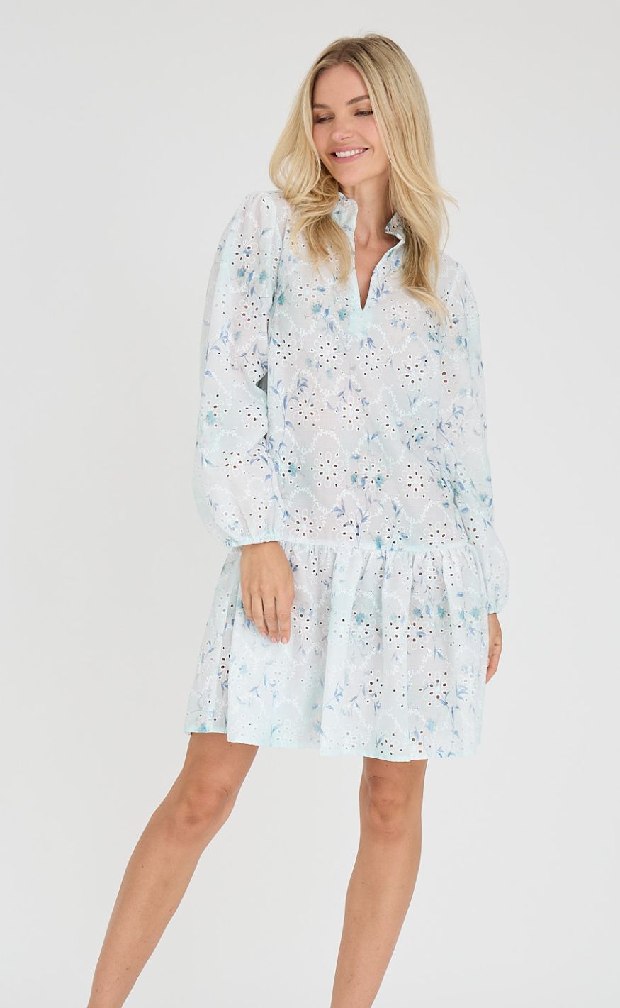 A-View Kjole - Grete - Blue/White