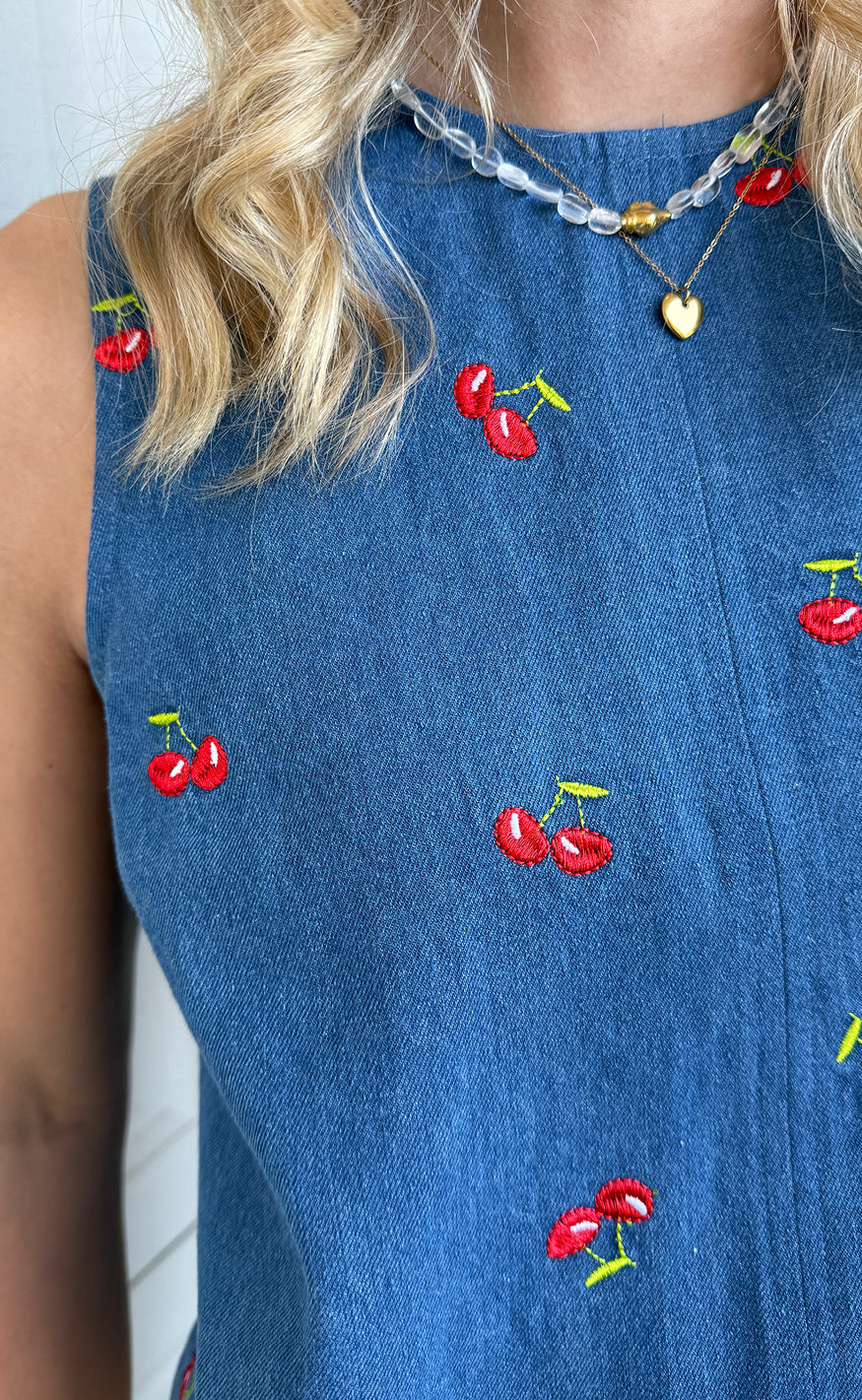 INA Copenhagen Topp - Naja - Denim Blue w. Cherries
