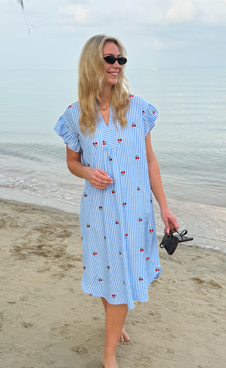 Say INA Copenhagen Kjole - Winnie - Blue Striped W. Cherries
