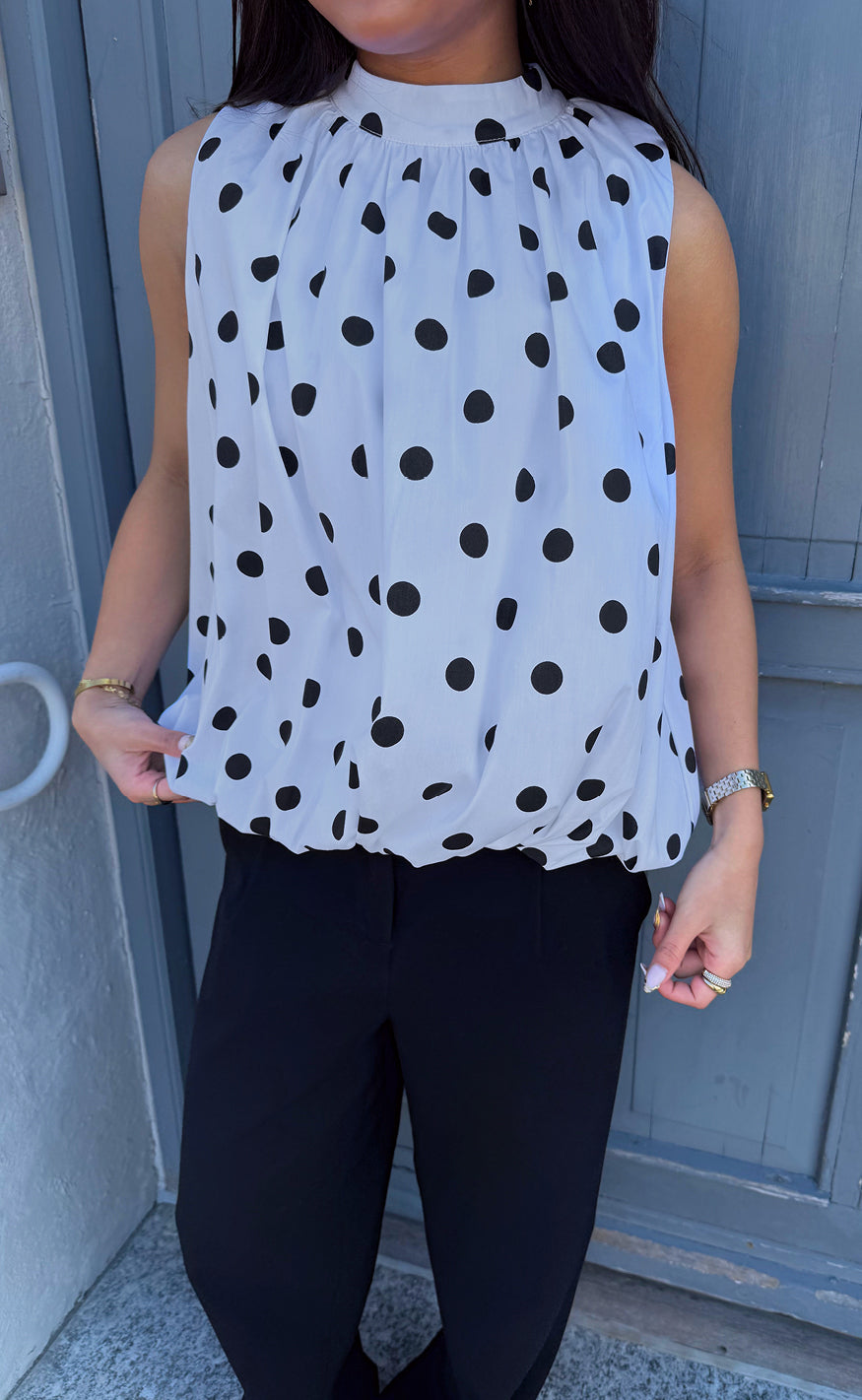 Say INA Copenhagen Topp - Diana Dot - White W. Black Dots