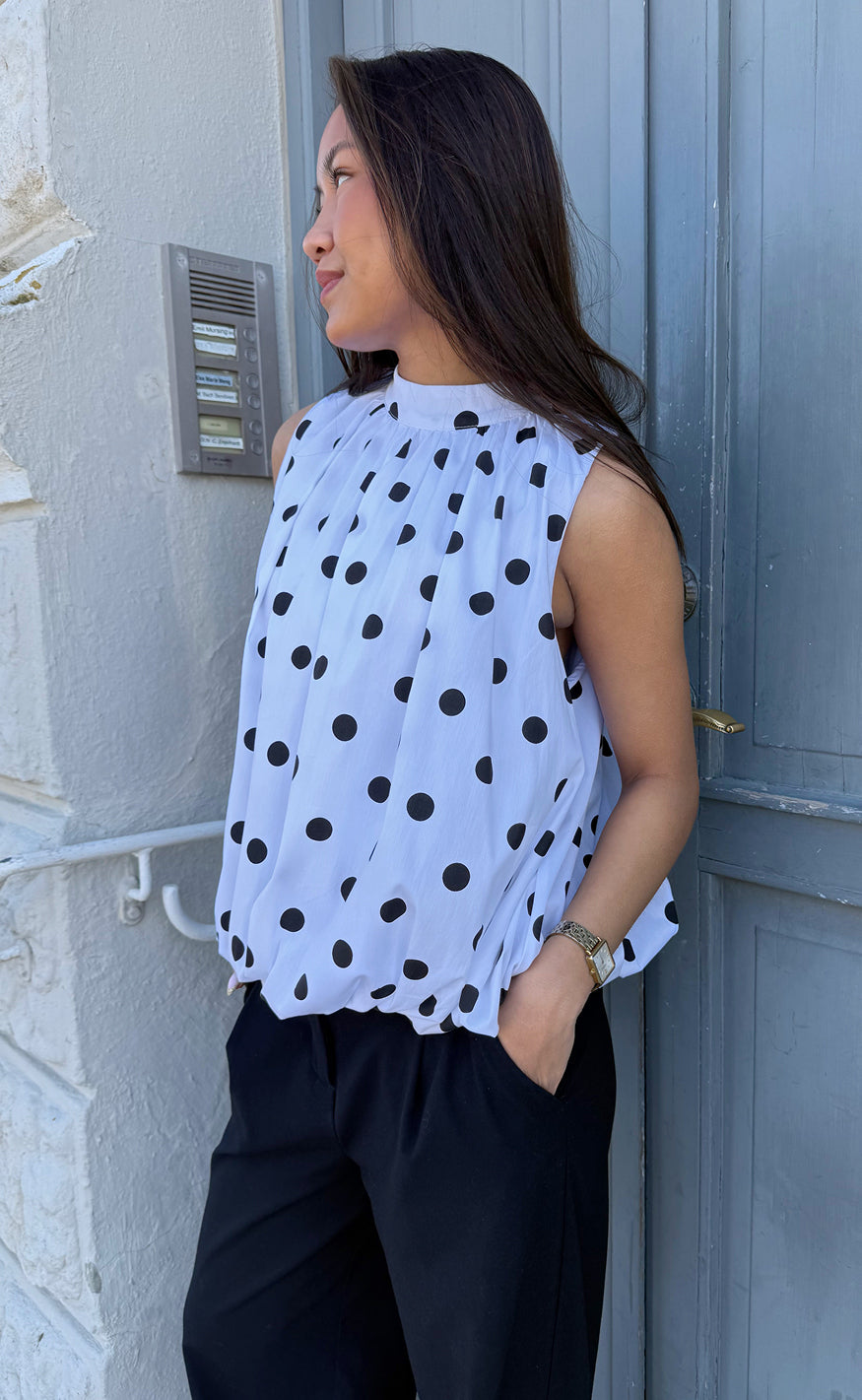 Say INA Copenhagen Topp - Diana Dot - White W. Black Dots