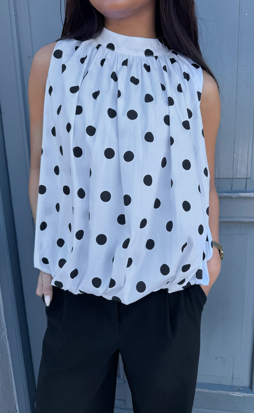 Say INA Copenhagen Topp - Diana Dot - White W. Black Dots