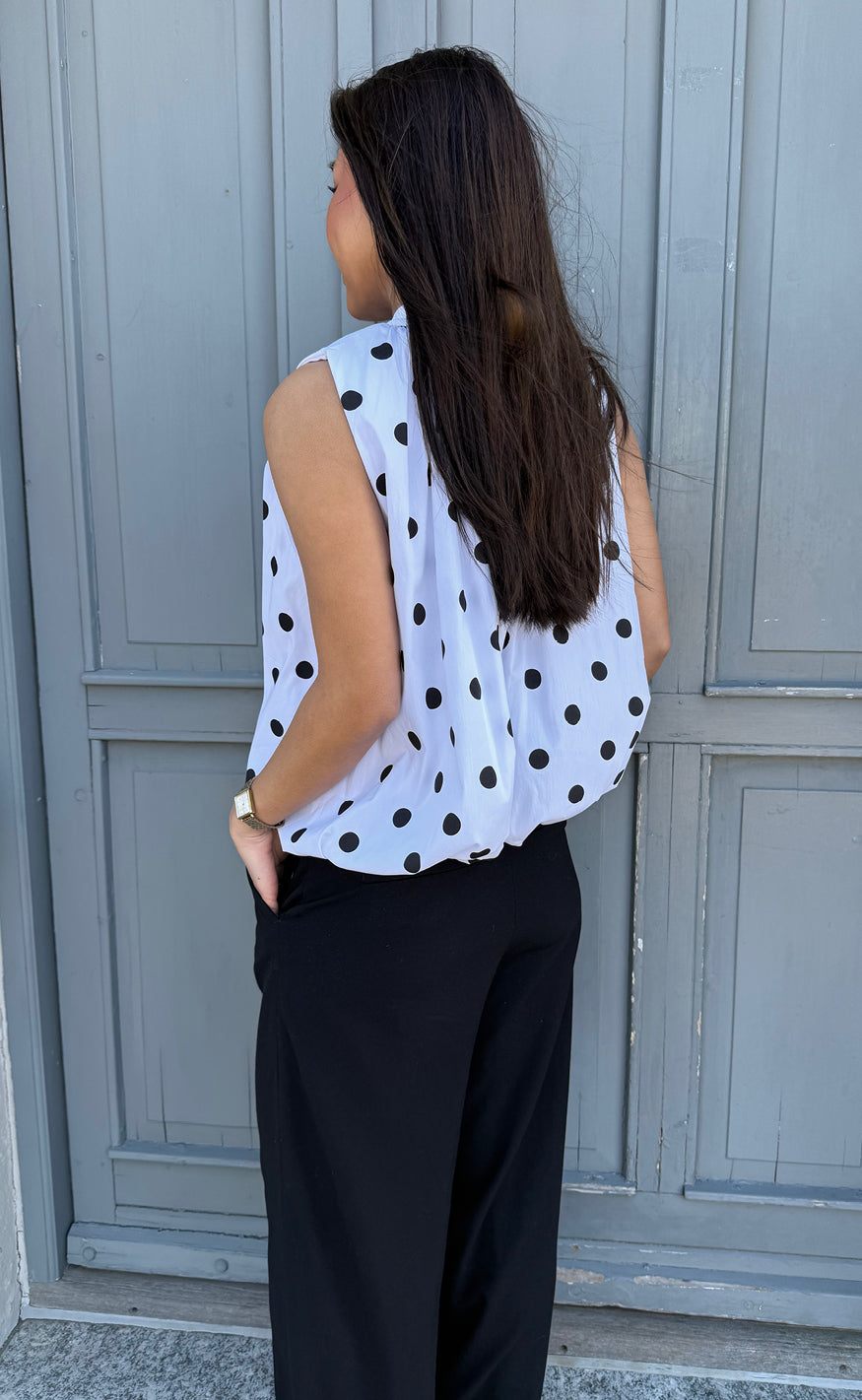Say INA Copenhagen Topp - Diana Dot - White W. Black Dots