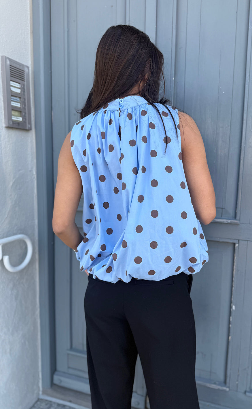 Say INA Copenhagen Topp - Diana Dot - Blue W. Brown Dots