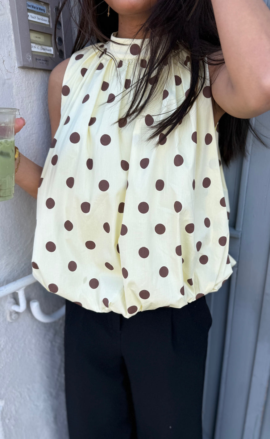 Say INA Copenhagen Topp - Diana Dot - Yellow W. Brown Dots