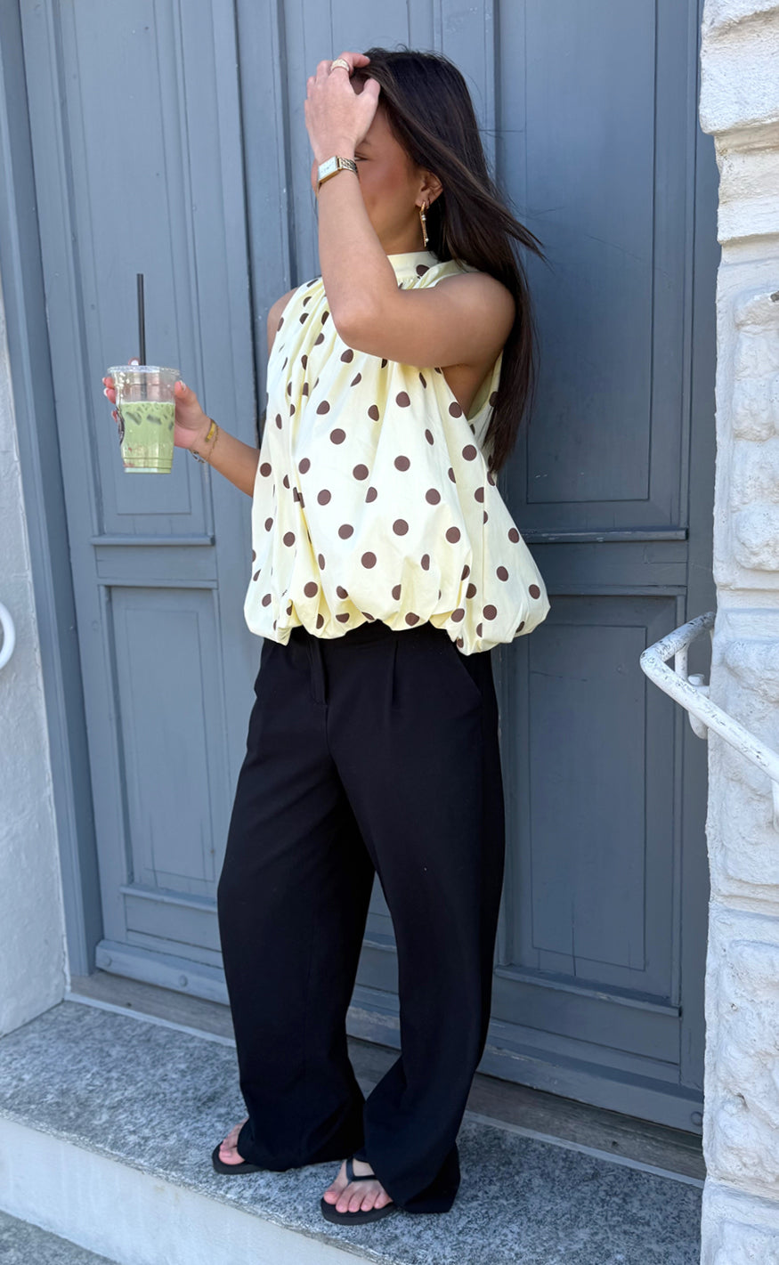 Say INA Copenhagen Topp - Diana Dot - Yellow W. Brown Dots