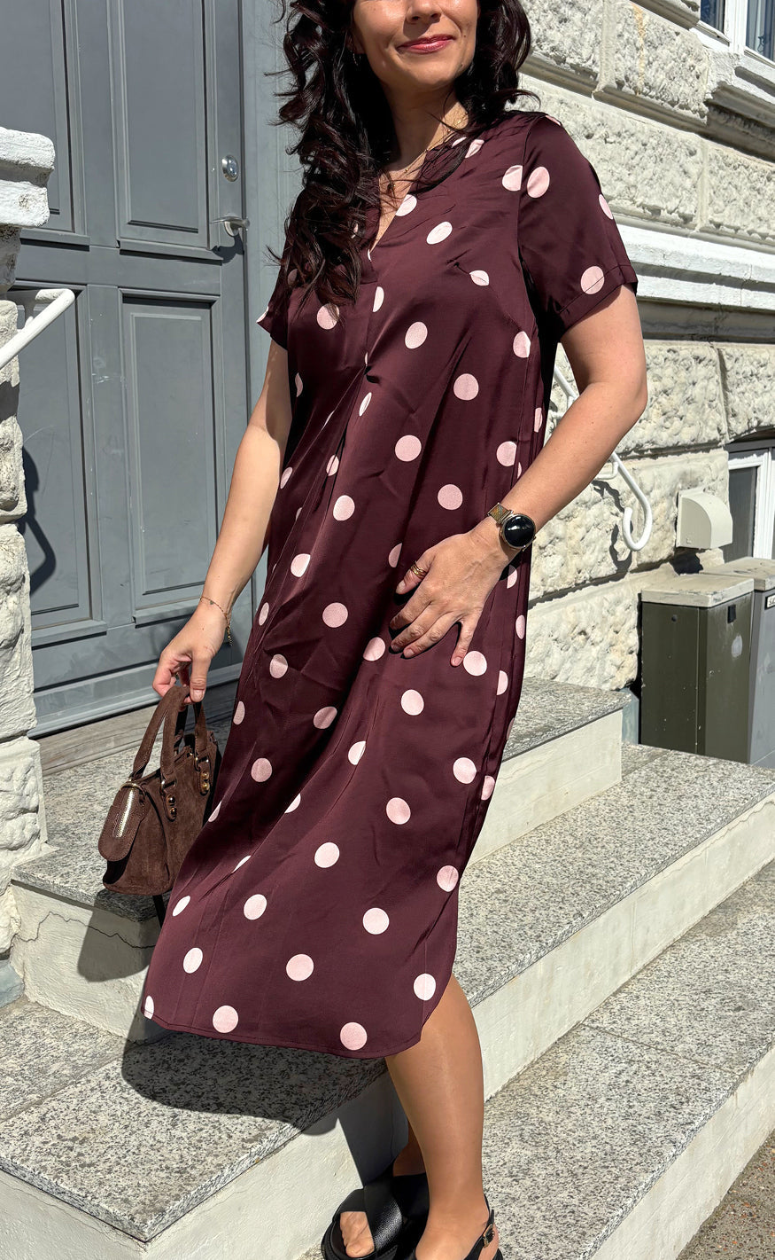 Say NA Copenhagen Kjole - Hella - Bordeaux W. Pink Dots