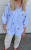 Say INA Copenhagen Skjorte - Selma - Blue Striped W. Strawberries