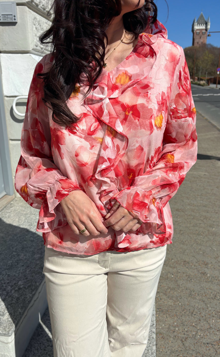 Say NA Copenhagen Bluse - Luna - Red Flowers