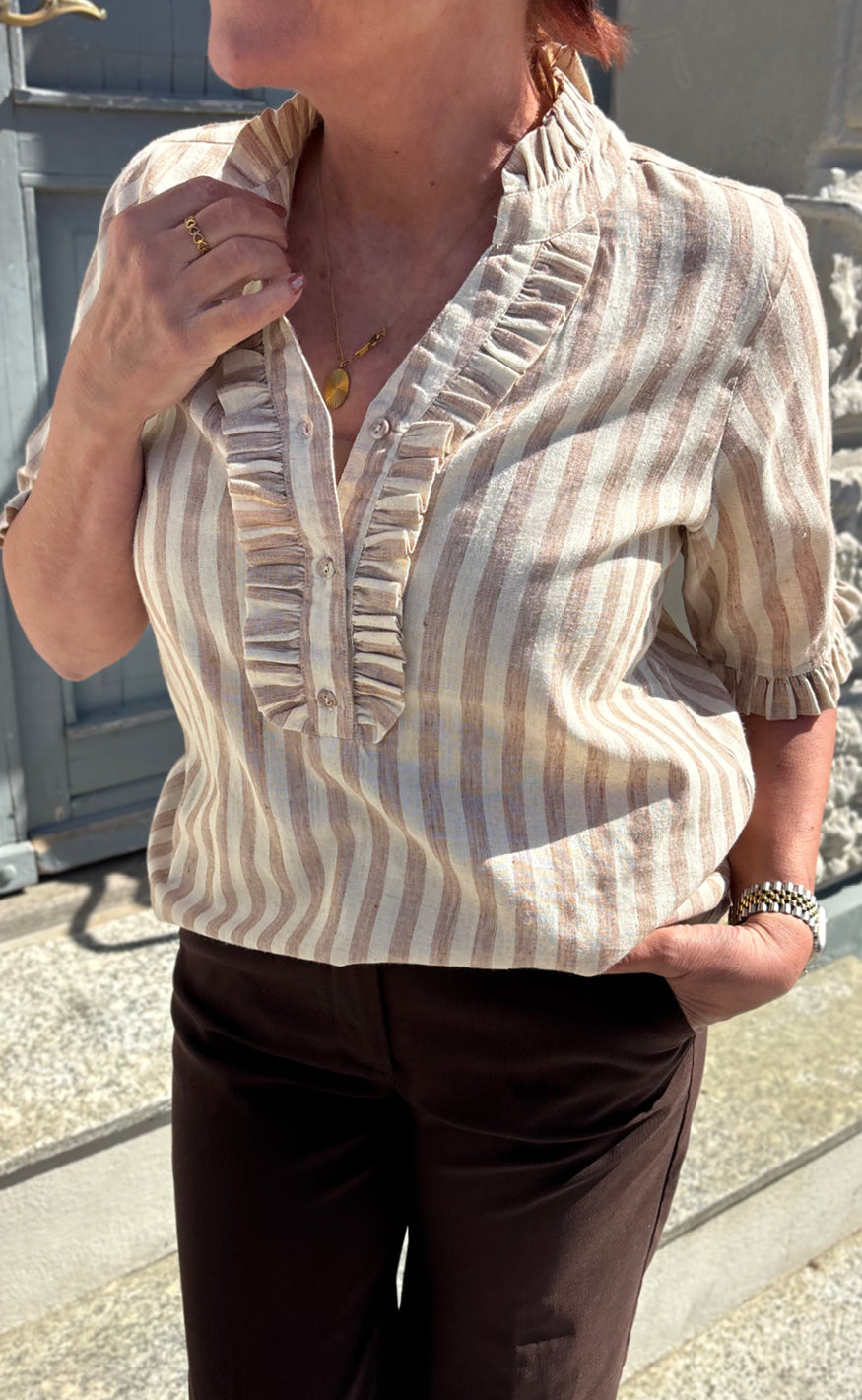 Say INA Copenhagen Skjorte - Louise - Brown Striped