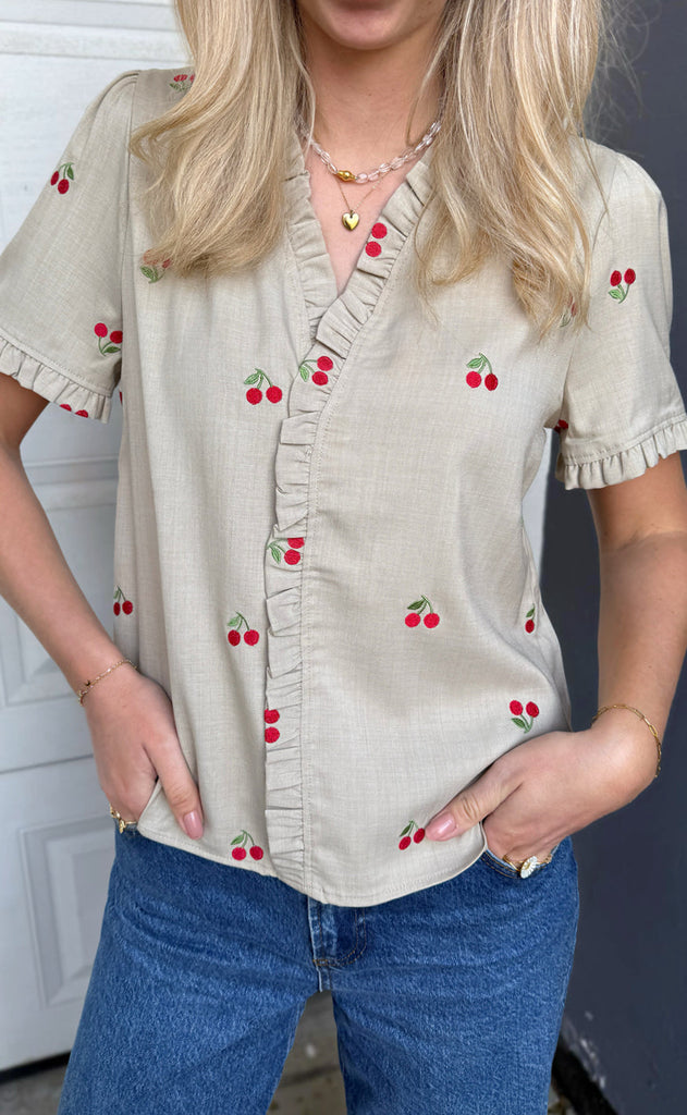 Say INA Copenhagen Topp - Catja - Sand W. Cherries