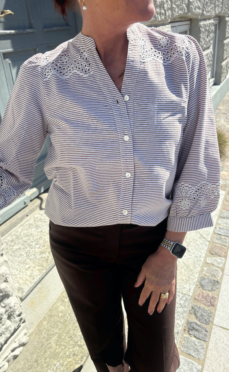 Say INA Copenhagen Skjorte - Melanie - Brown Striped