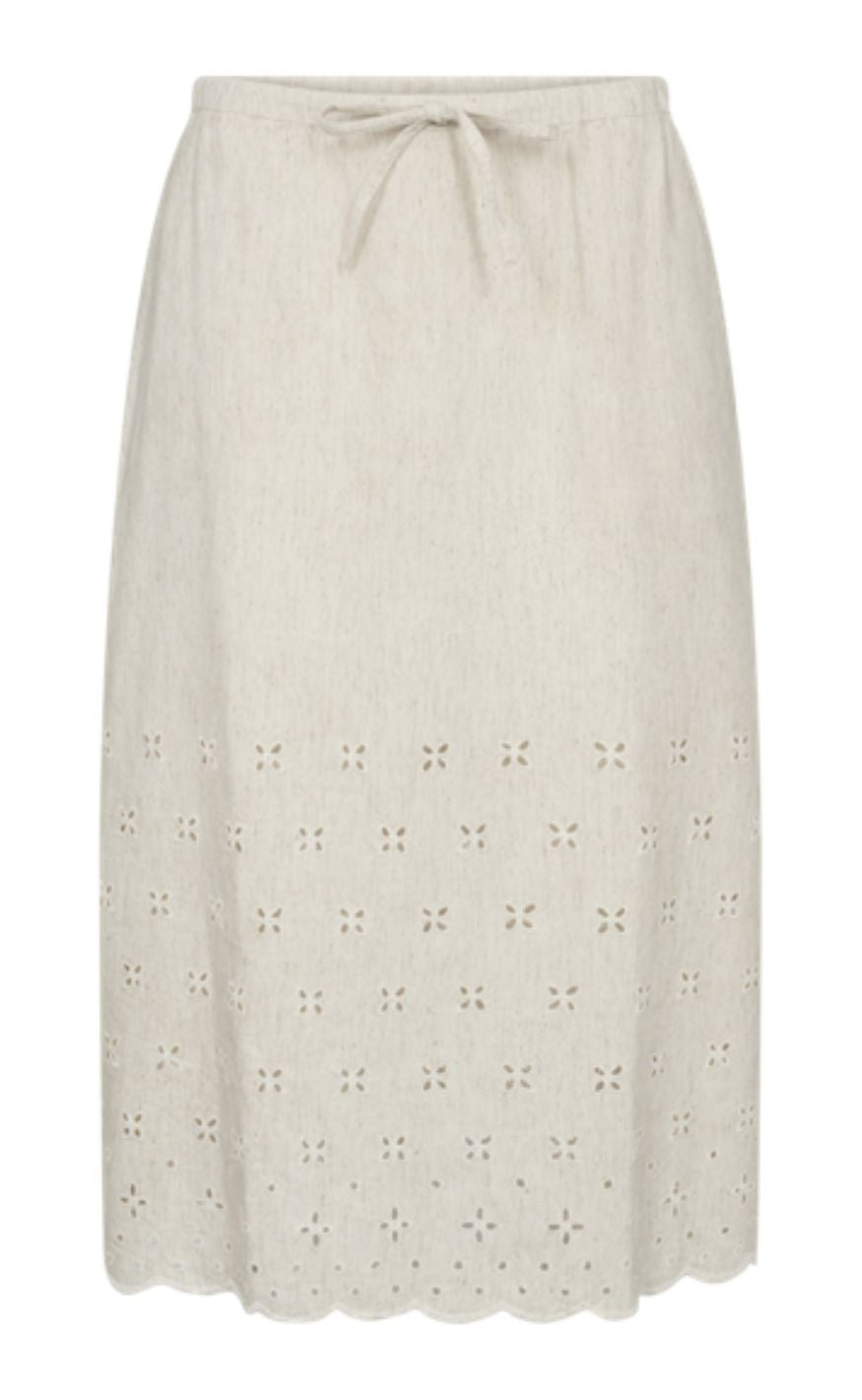 Freequent Skjørt - Linus Embroidery - Moonbeam Melange