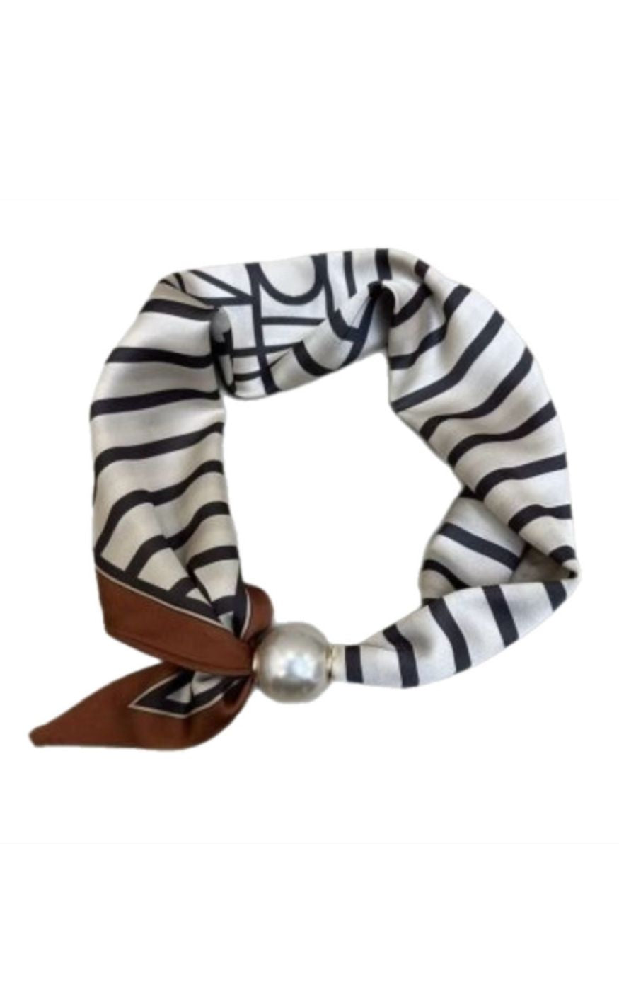 Tim & Simonsen Skjerf - Chloe w. Magnetic Pearl - Stripe/Brown