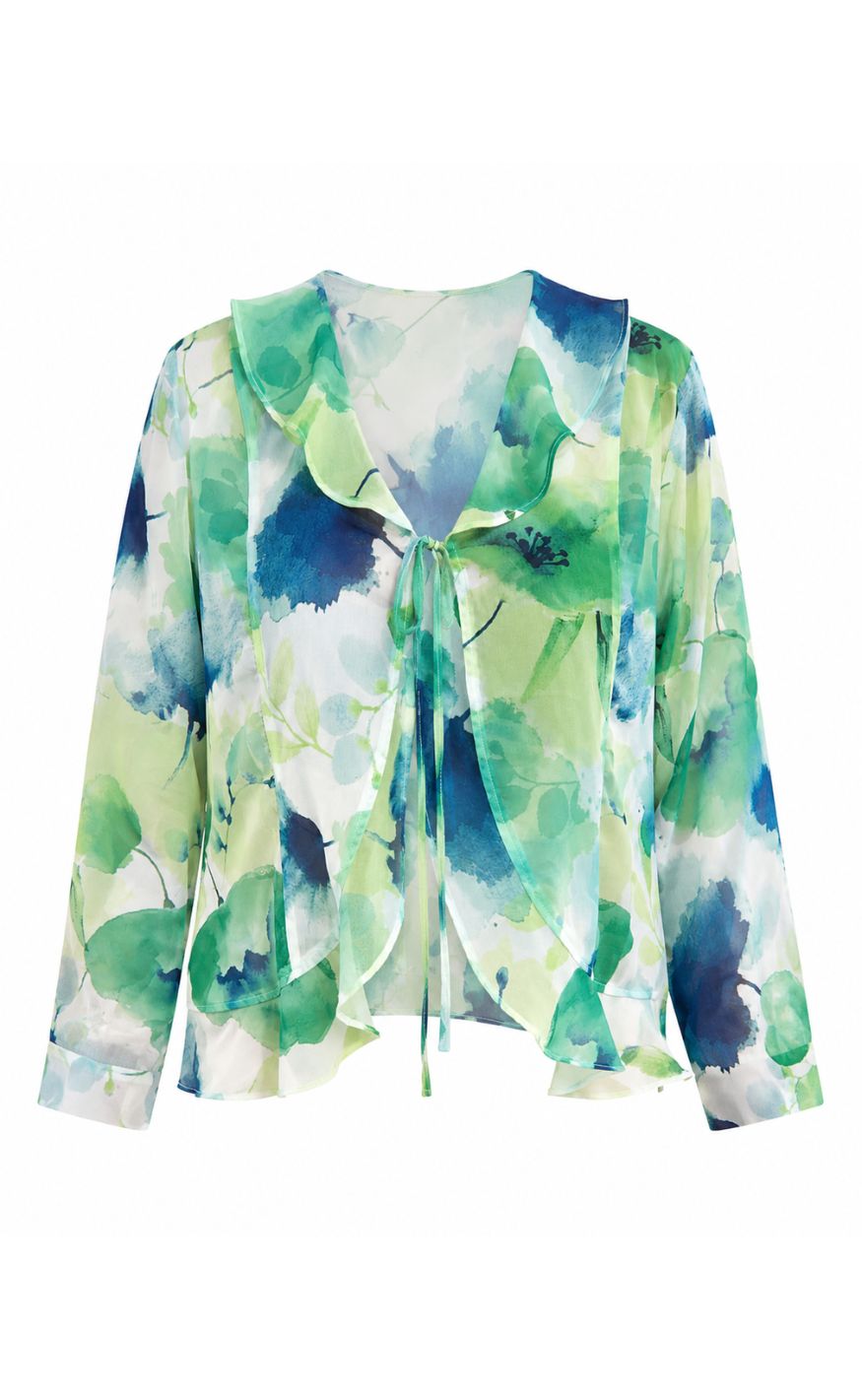 Say INA Copenhagen Topp - Laila - Blue / Green Flowers