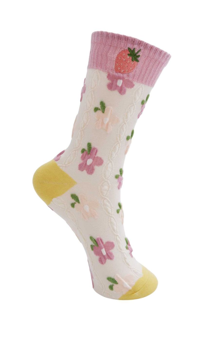 Black Colour Strømper - Mae - Rose Yellow