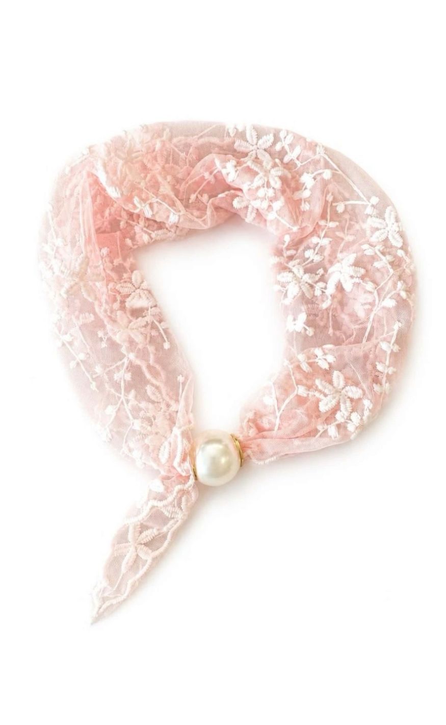 Tim & Simonsen Skjerf - Chloe Lace Scarf w. Magnetic Pearl - Rose