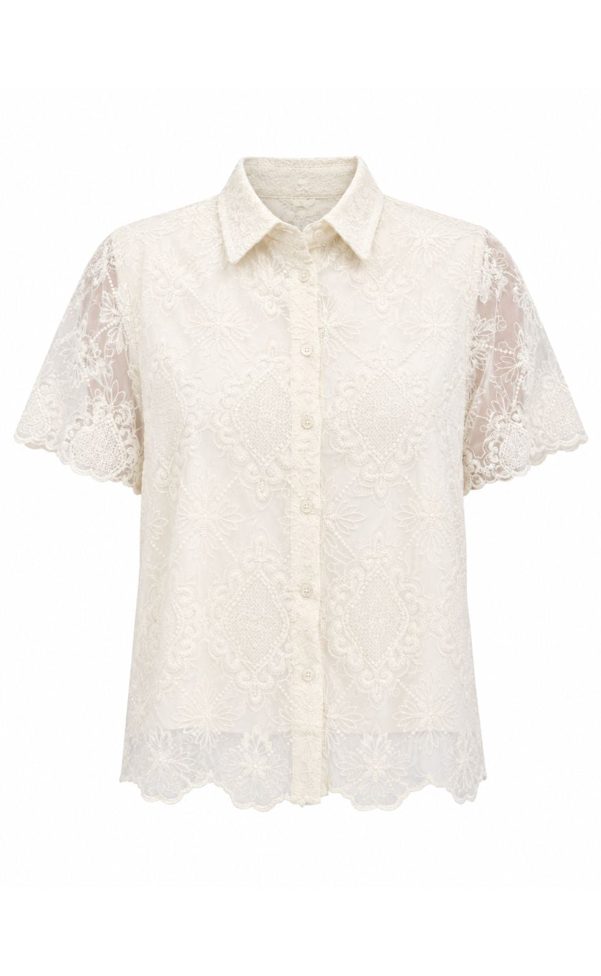Say INA Copenhagen Skjorte - Elly Lace - White