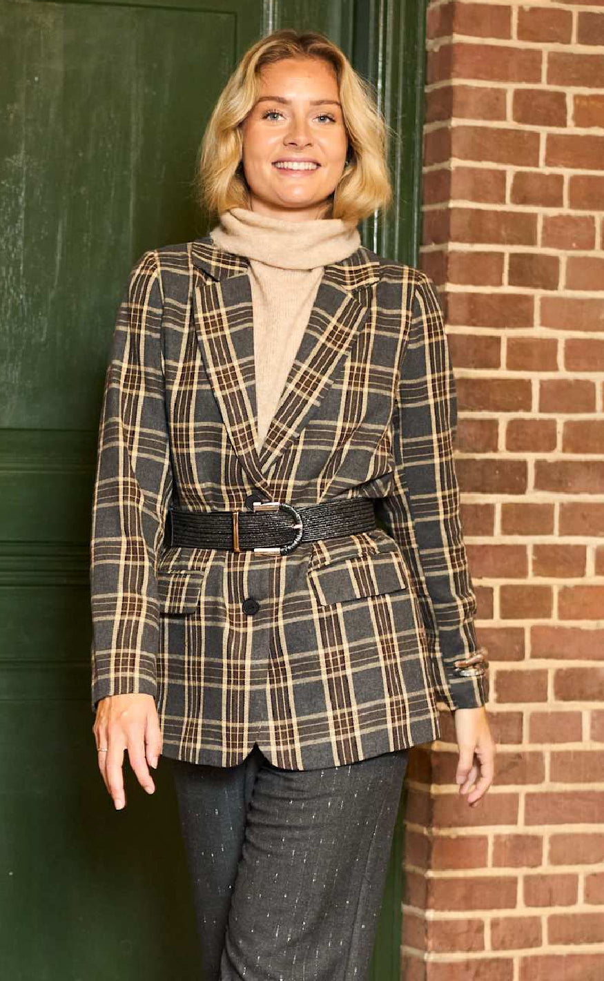 Black Colour Blazer - Nellie - Grey