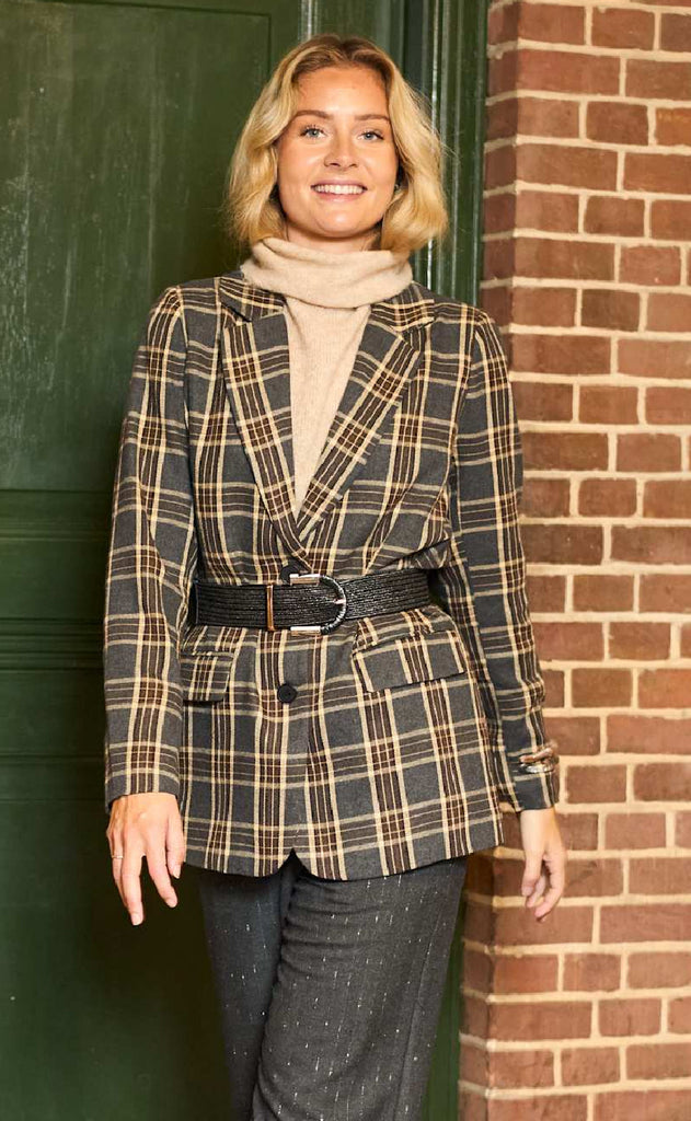 Black Colour Blazer - Nellie - Grey