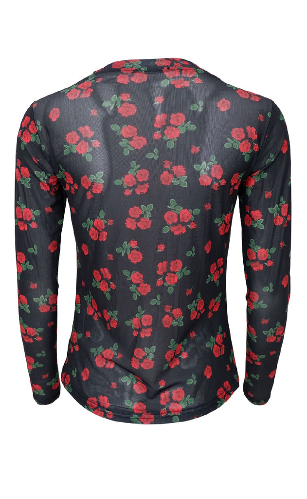 Black Colour Bluse - Annie - Red Flower