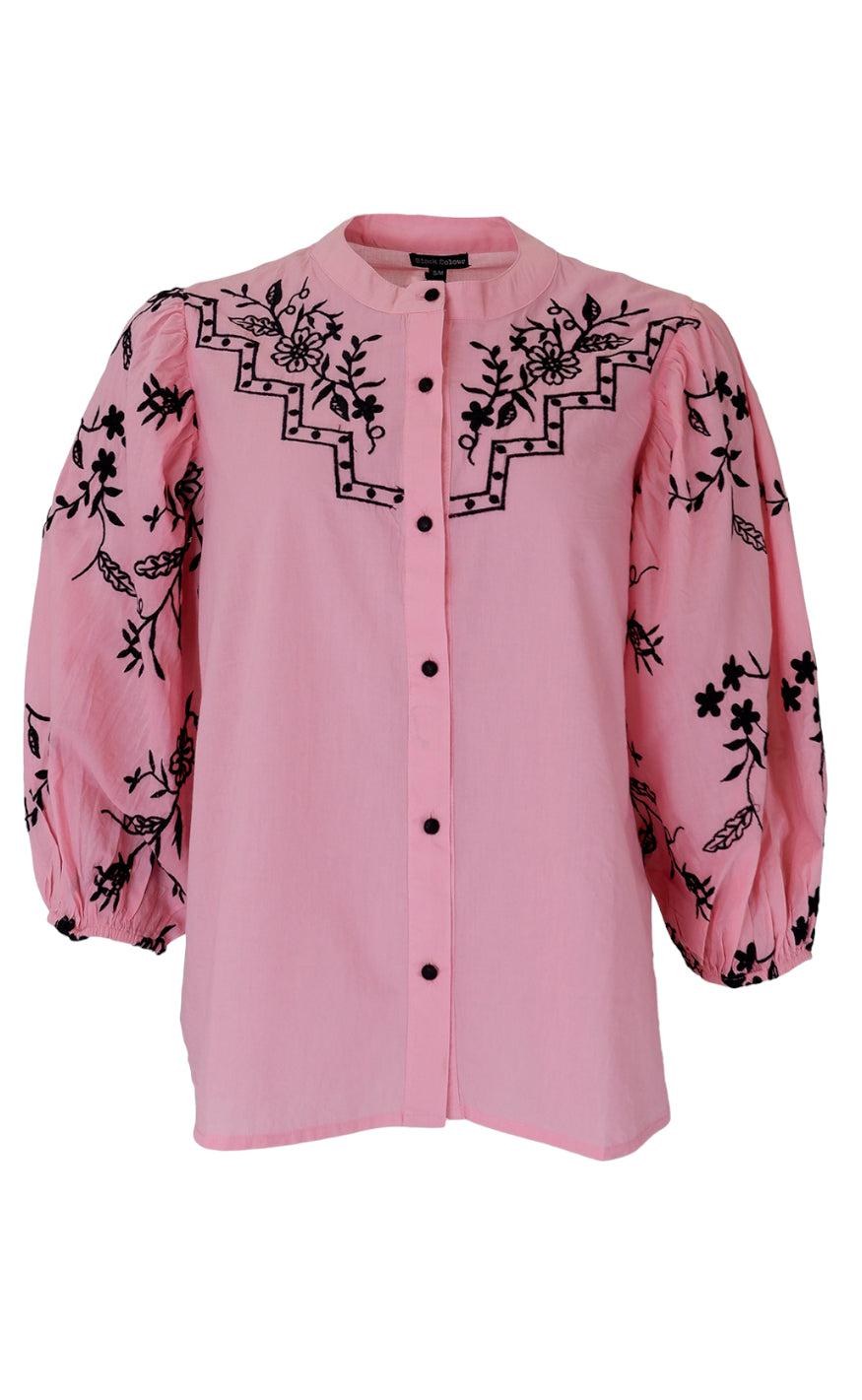 Black Colour Bluse - Fiona - Candy Pink