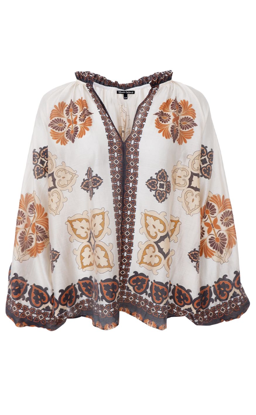Black Colour Bluse - Hayley - Creme