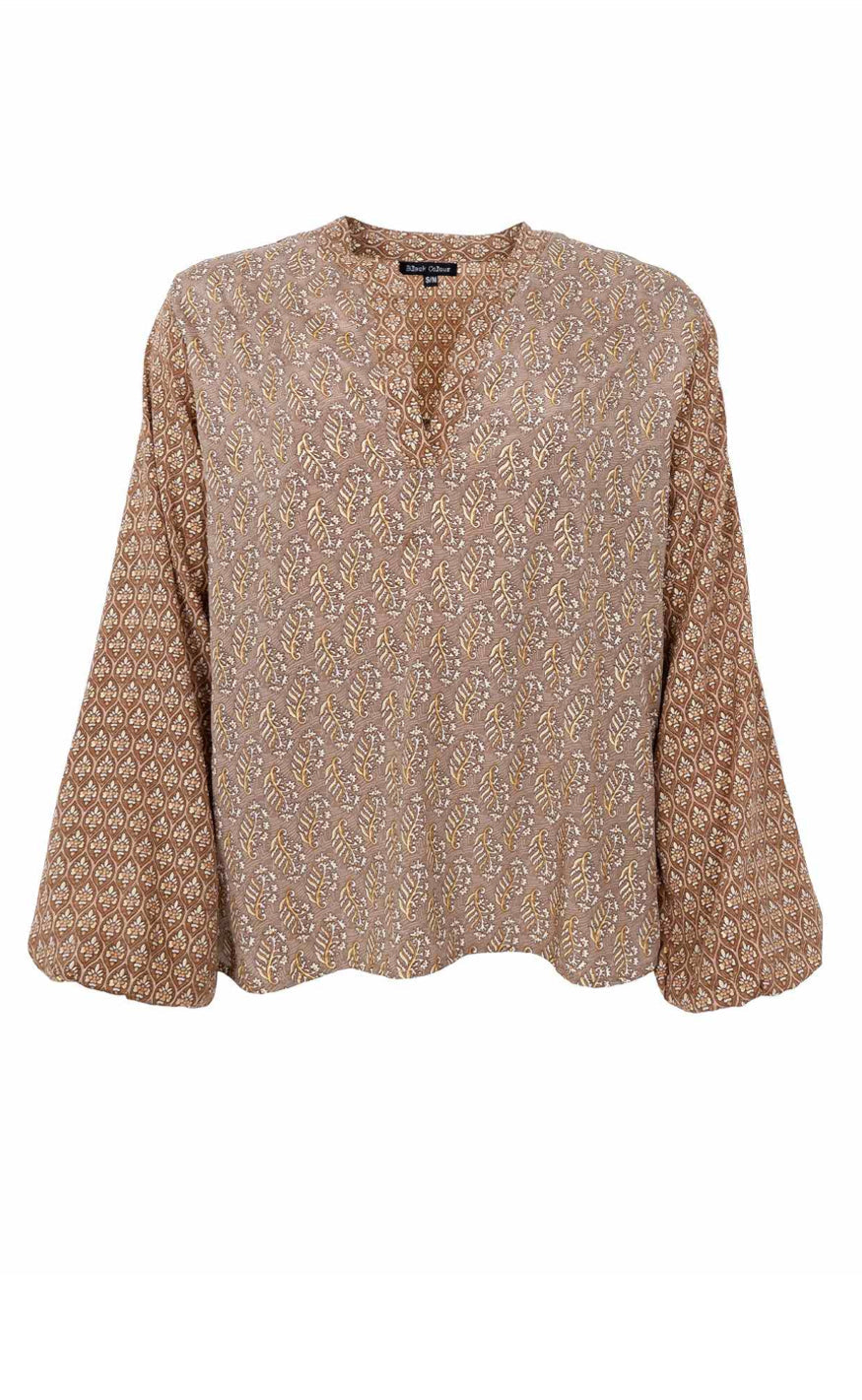 Black Colour Bluse - Luna - Nougat Multi
