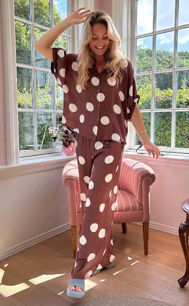 Black Colour Bluse - Mabel - Mocca Dot