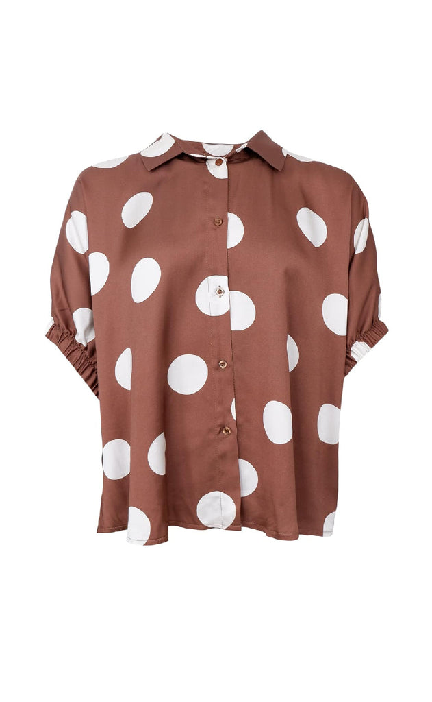 Black Colour Bluse - Mabel - Mocca Dot
