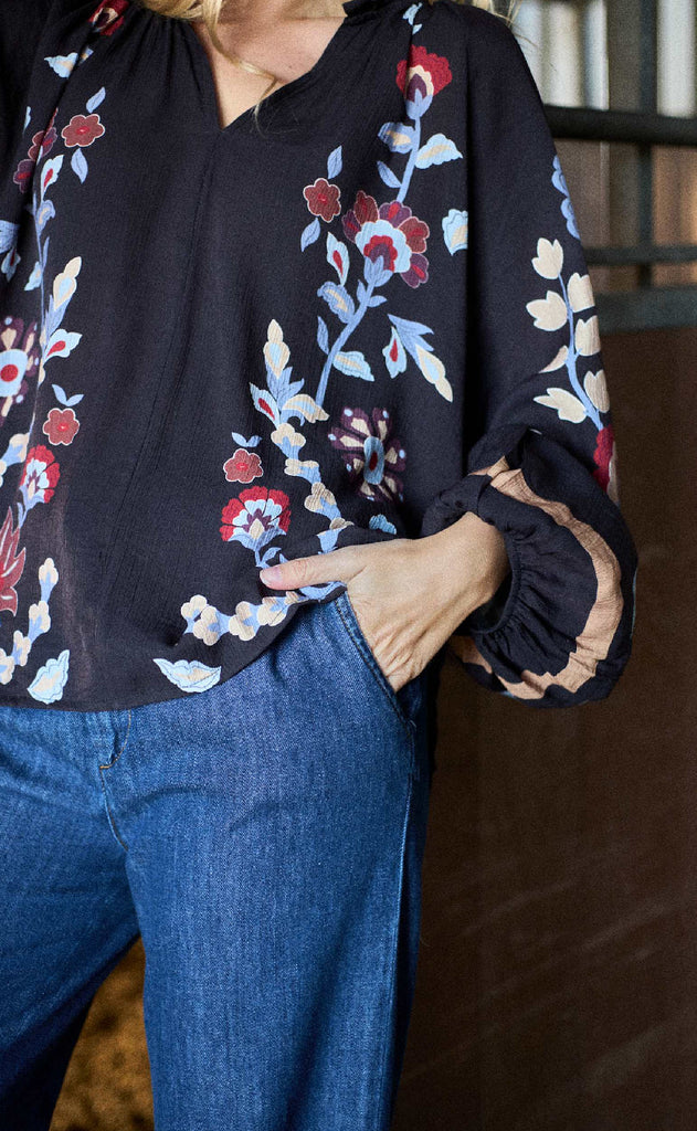 Black Colour Bluse - Marigold - Dk. Chocolate