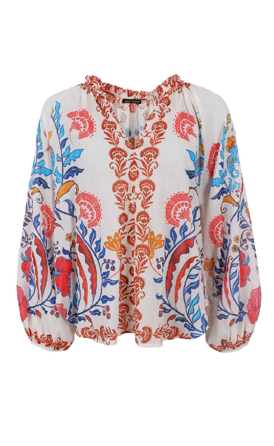 Black Colour Bluse - Peacock - Marsala Red