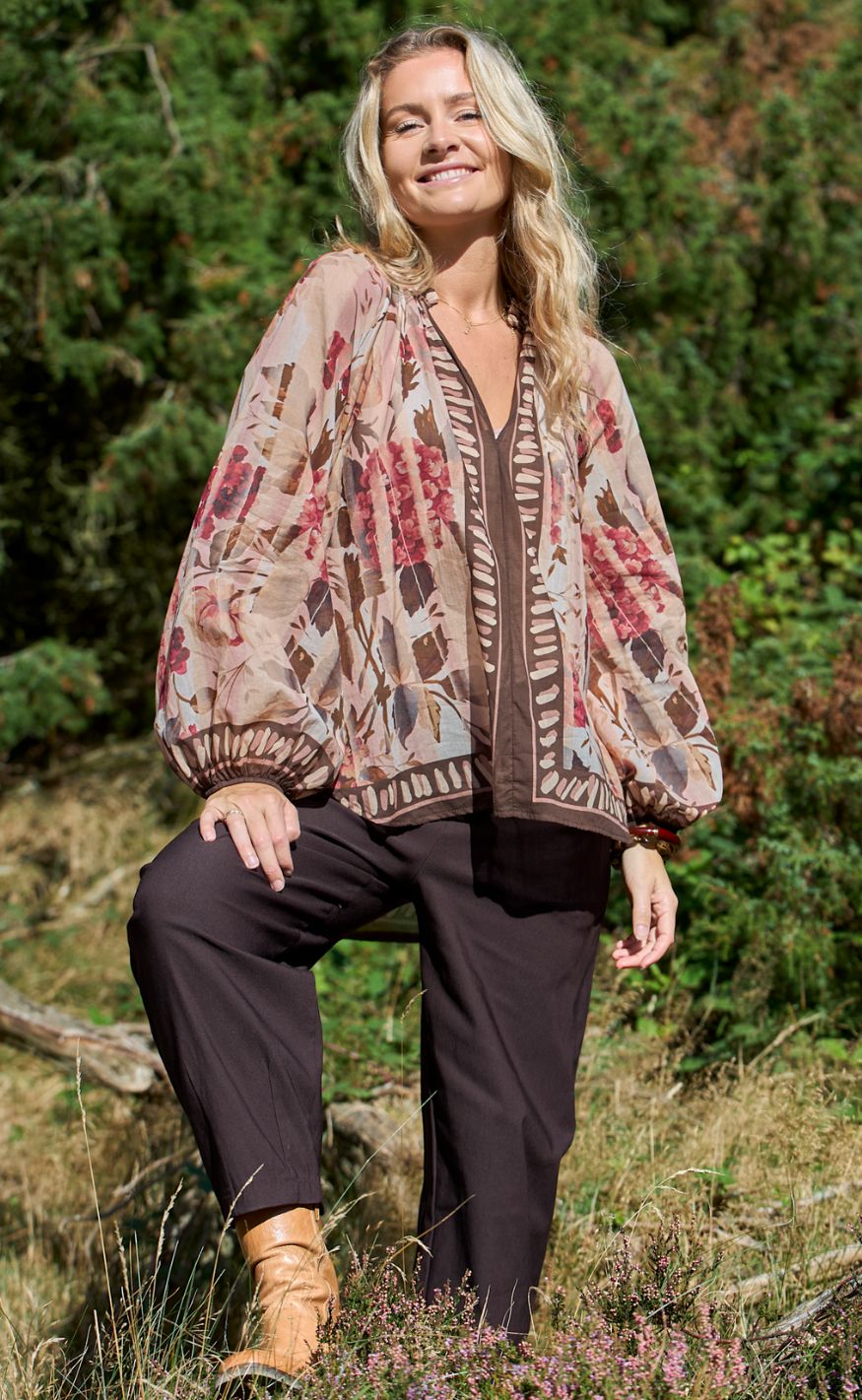 Black Colour Bluse - Rosewood - Creme Rose