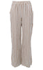 Black Colour Bukser - Melina Wide Linen - Camel Stripe